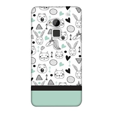 Imagem de AMZER Capa traseira rígida feita à mão com estampa de designer fina para HTC One Max - Unicórnios