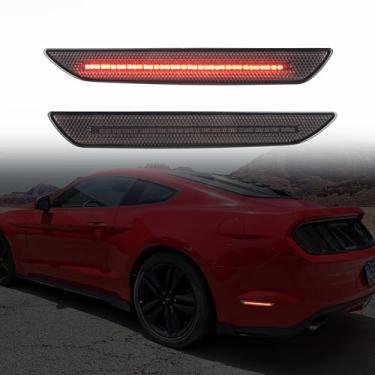 Imagem de KAKABAS Luzes refletoras laterais Fender com fileiras duplas, compatível com Ford Mustang 2015-2023, conjunto de lâmpadas marcadoras laterais de para-choque traseiro branco de fileiras duplas, lentes