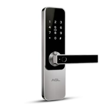Imagem de Fechadura digital AGL h30 bio bluetooth : senha + cartao + chave + app, Preto com prata