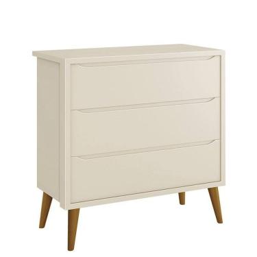 Imagem de Cômoda Infantil 3 Gavetas Theo Retrô com Pés Amadeirado - Reller Móveis