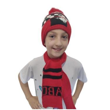 Imagem de Kit Infantil Touca Lã Pelúciada Cachecol Elite Cor: Vermelho