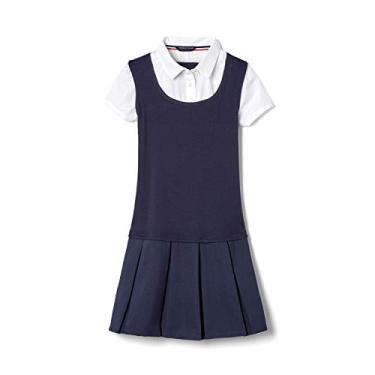 Imagem de French Toast Vestido plissado Twofer para meninas, Azul marino, 8