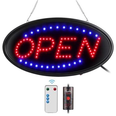 Imagem de FITNATE Placa de LED aberta com controle remoto, 48,28 x 25,44 cm, aço inoxidável, luz LED, dois modos de iluminação, para uso comercial