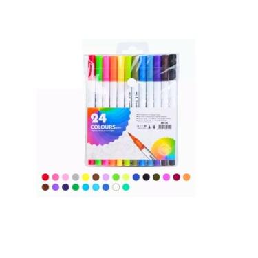 Imagem de Kit Canetas Dual Pen 2 em 1 - Brush Lettering e Ponta Fina para Arte e Criatividade