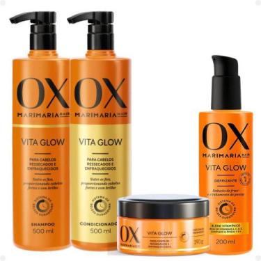 Imagem de Kit Ox Mari Maria Hair Vita Glow: Shampoo, Condicionador, Máscara e De