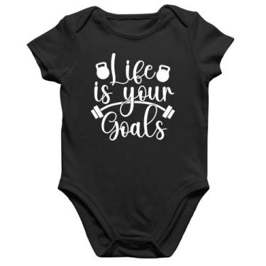 Imagem de Body Bebê Algodão Life Is Your Goals - Foca na Moda, Preto, M