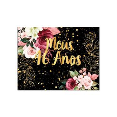 Imagem de Painel de Festa Horizontal 1,55 X 1,20 - Meus 46 Anos Floral Efeito Br