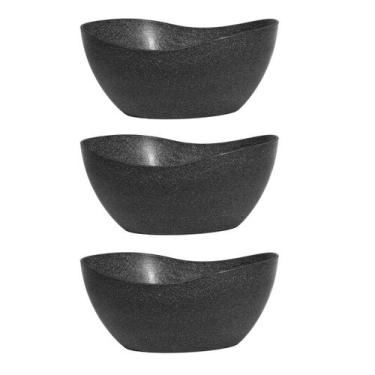 Imagem de 3un Tigela saladeira bowl oval servir 1,9lt preto - Evo