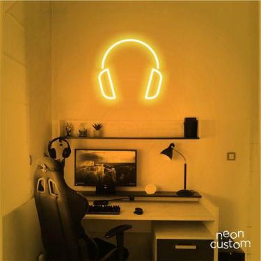 Imagem de luminaria letreiro Neon Led Fone De Ouvido 40x40 luminoso decoração p/