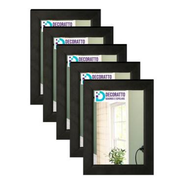 Imagem de kit 5 Espelhos 10x15 Moldura Preta para casa, decoração, sala, banheir
