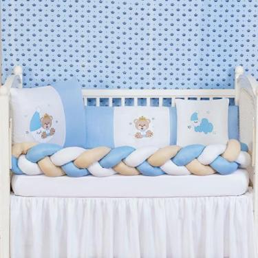 Imagem de Kit Berço Trança Ursinho No Céu 6 Peças Com Enchimento Preço Baixo - B