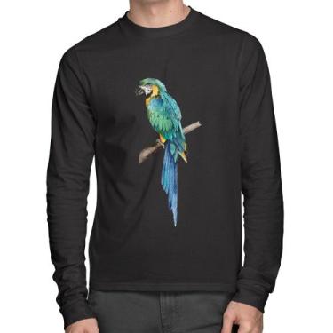 Imagem de Camiseta Algodão Arara Azul Manga Longa - Foca na Moda, Preto, G