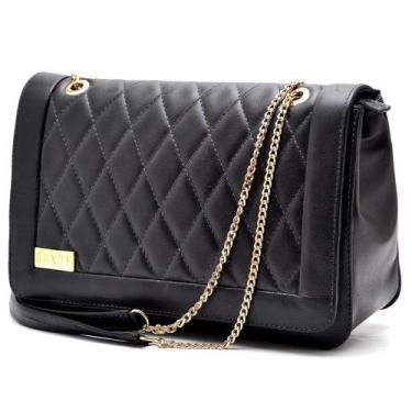 Imagem de Bolsa  Transversal  com Alça de Corrente - Cor Preta - MB Moda Bonita