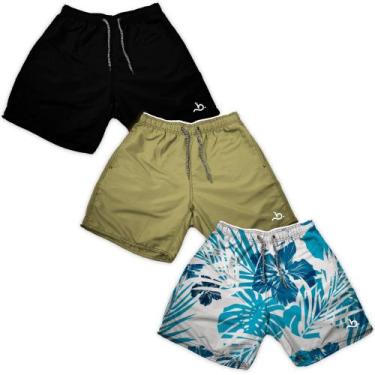 Imagem de Kit 3 Shorts Masculino Verão Piscina Estampa e liso - Bueno Store, Pre