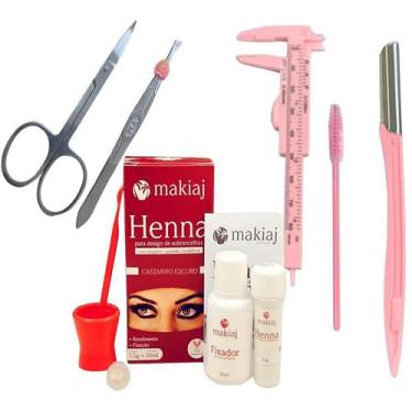 Imagem de kit renna de sobrancelha profissional completo henna makiaj escovinha 