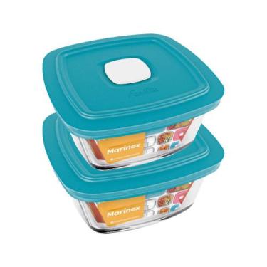 Imagem de kit 2 Pote Vidro Quadrado Facilita Vap Com Tampa 1L Marinex - NADIR FI