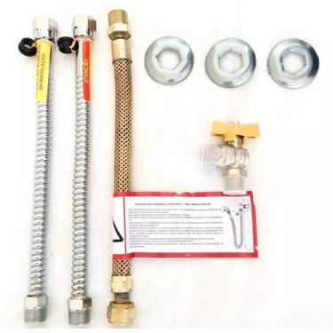 Imagem de Kit Instalação Aquecedor A Gás Flexíveis De 40cm - Guiga Gás peças e a