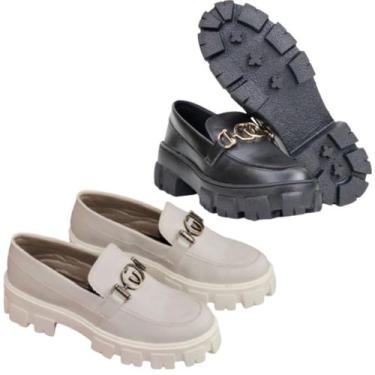 Imagem de Sapato Feminino Mocassim Oxford Sola Tratorada Plataforma Blogueira De