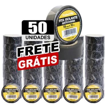 Imagem de Kit 50 Rolos pç Fita Isolante 10 Metros Preta - Tradestar