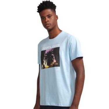 Imagem de Camiseta Colcci Masculina Offline Vibes Azul Claro-Masculino