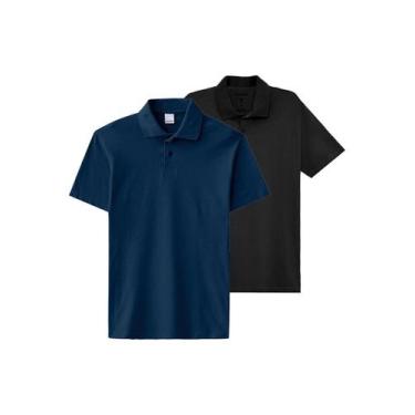 Imagem de Kit com 2 Camisetas Polo Masculina Malwee 1000004425, Preto, GG