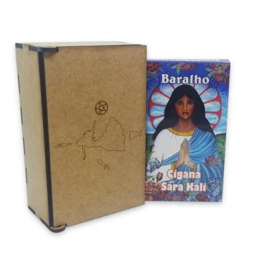 Imagem de Kit Baralho Cigano Esmeralda com Porta Taro Madeira Clássico - Flash