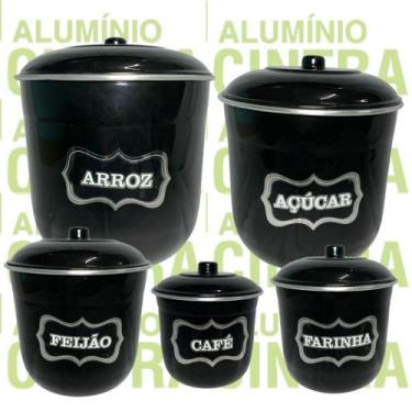 Imagem de Jogo de Porta Mantimentos Lata Potes Arroz 5 pecas em Alumínio - Alumí