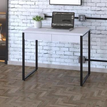 Imagem de Escrivaninha Industrial Kuadra com 2 Gavetas 90 cm - Branco/Preto - Co