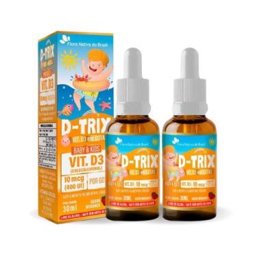 Imagem de Kit 2 Vitamina D DTRIX Kids Gotas Sabor Morango 30ml Flora Nativa