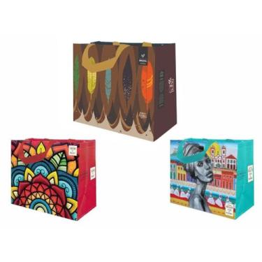 Imagem de Sacolas Ecobag de Ráfia 1 Grande e 2 Médias Sortido B4U