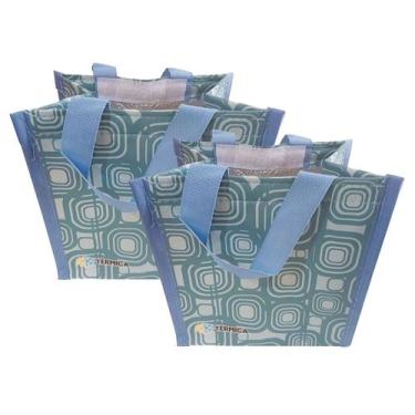 Imagem de 2 Sacolas Ráfia Pequena Marmitérmica 20x20x15cm 2 Litros B4U