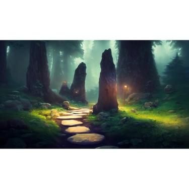 Imagem de Fundo de tanque de peixes caminho floresta espiritual fundo de aquário floresta nebulosa terrário selva floresta tropical caminho de pedra réptil dragão barbudo habitat 122 x 46 cm