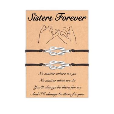 Imagem de Tarsus 2/3 pulseiras de nó combinando irmãs presentes de aniversário de Natal para irmãs mulheres Bestie, average, Nylon, Sem Pedra Preciosa