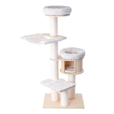 Imagem de Estrutura de escalada para gatos, multicamada de madeira sólida, condomínios grandes, torre de árvore para gatos, cama e móveis, poste para arranhar, acessórios, produtos para animais de estimação
