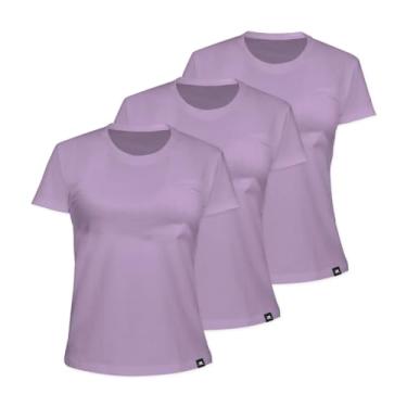 Imagem de Kit com 3 Camiseta Algodão Sportswear Muvin - Feminino - Mais Conforto - Academia – Camiseta Manga Curta - Treino Funcional - Corrida – Ginástica (BR, Alfa, GG, Regular, Lilás Lavanda)