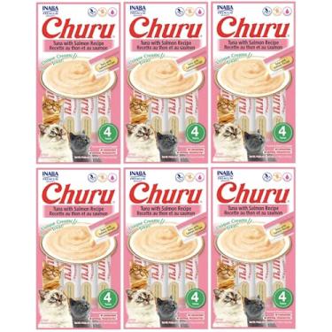 Imagem de Kit 06 Churu Petisco Para Gatos Vários Sabores Escolher Inaba - 24 Tubetes (Kit 6 unid. (24 Tubetes), Atum E Salmão)