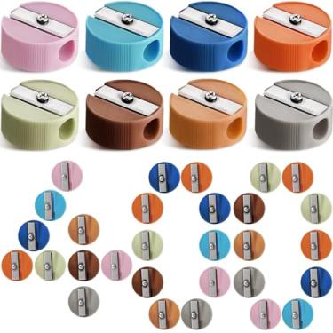 Imagem de Resurhang 400 peças de apontador de lápis colorido para crianças estudantes pequeno apontador portátil manual mini apontador de lápis redondo sala de aula material escolar prêmios de sala de aula