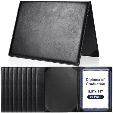 Imagem de Tenare 10 porta-certificados de couro 21 x 28 cm PU preto vermelho azul roxo Phd Bacharel Master Diploma Cover pasta de prêmio profissional para concurso de graduação oficial de caridade (preto)