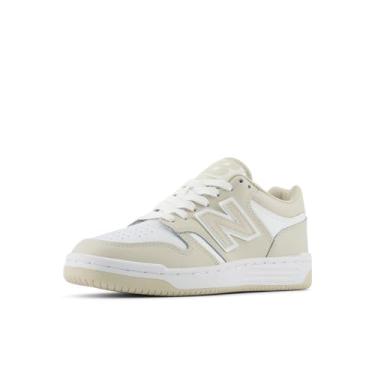 Imagem de New Balance Tênis infantil 480 V1 com cadarço, Timberwolf/branco, 17