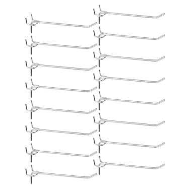 Imagem de HARFINGTON 50 peças de ganchos para prateleiras de quadro de estacas de aço inoxidável de 15 cm, suporte de pendurar para parede, ferramentas de organização para bancada, garagem, cozinha, loja, prata