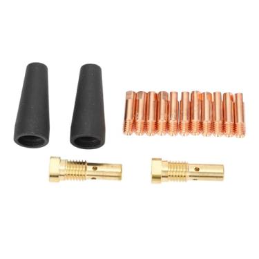 Imagem de Kit de Pontas de Bico Sem Gás, 2 Bicos Sem Gás, 2 Difusores de Gás de Latão, 11 Pontas Condutoras de Cobre de 0,039 pol. para Soldagem MIG FC90/80GL. Feito de Material PTFE,
