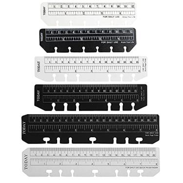 Imagem de 6 peças de plástico marcador de página localizador de páginas régua de medição 6 furos fichário caderno régua de medição de plástico para tamanho A5 A6 A7
