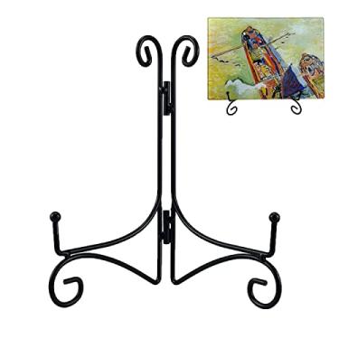 Imagem de QIMOND Suporte para Pratos, Suporte para Pratos de 12" para Exibição, Cavalete de Ferro Preto de Mesa para Fotos, Porta-Retratos, Obras de Arte, Cartão de Álbum E Pratos Decorativos(Cor Preta, 1 Pacot