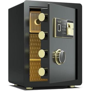 Imagem de SAFESafe Box, cofre biométrico para casa, cofre de segurança de impressão digital com teclado digital, cofre anti-roubo com armário interno privado para hotel de escritório em casa, preto