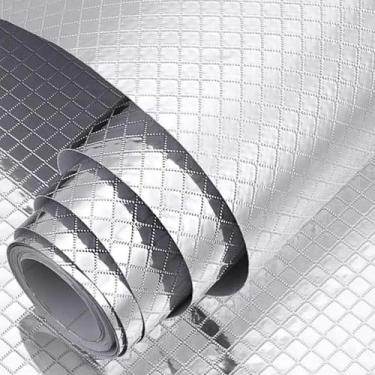 Imagem de Forro Protetor Adesivo para Gavetas Armários Cozinha Bancada Manta Impermeável Alumínio 5metros x 40cm(Losangos)