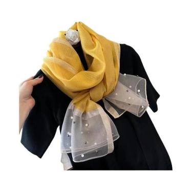 Imagem de Lenço de Linho e Seda Luxo Feminino - Xale, Bandana e Hijab para Verão