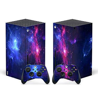 Imagem de Geekria Skin Stickers Compatible with Microsoft Xbox Series X Console, Whole Body Protective Vinyl Decal Cover with 2 Wireless Controller Decals (Starry Blue)
