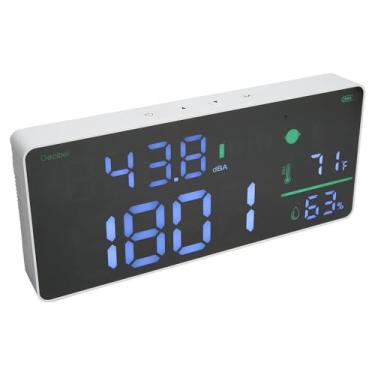 Imagem de Medidor de Nível de Som Digital DM165A - Medidor de Ruído Montado na Parede Com Faixa de 30-130dB, Grande Display LED de 11, Medição de Temperatura e Umidade para Casa,