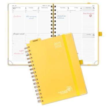 Imagem de POPRUN Agenda acadêmica 2025-2026 (julho de 2025 a junho de 2026), livro de compromissos diários semanais e mensais (capa dura de arame - 15 cm x 21 cm) com horários horários, abas, 100 g/m² - amarelo