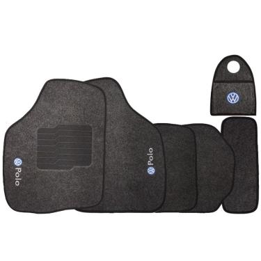 Imagem de Jogo Tapete Automotivo Carpete + Lixeira Volkswagen Polo 1997 à 2001 Soft Logo Bordado Grafite 6 Pçs